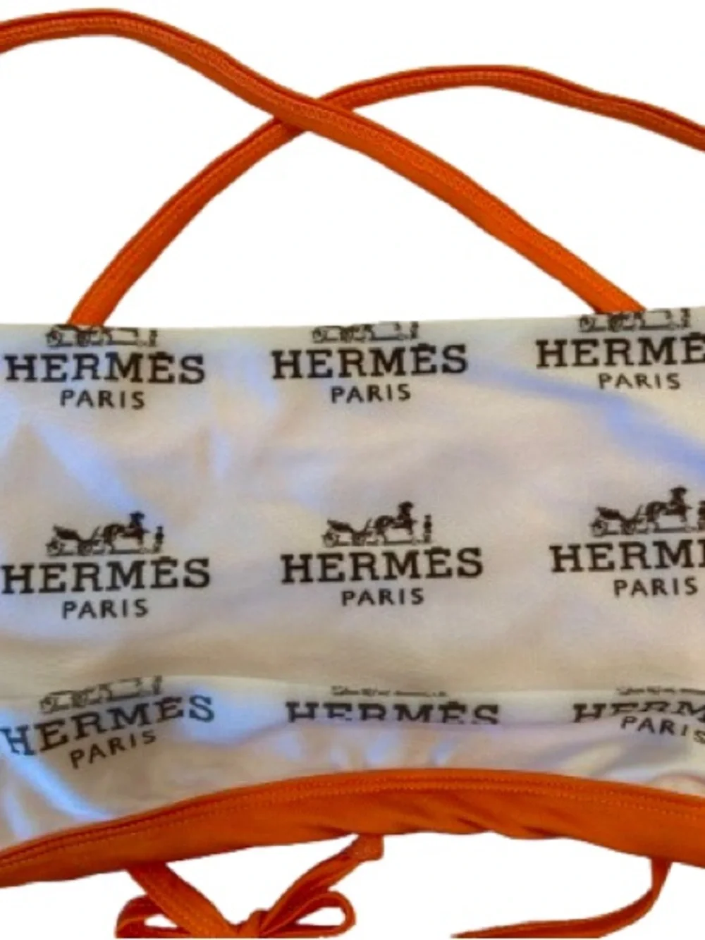 Custom Hermès Inspired Orange & White Bikini Set | Boutique | Size XL runs small